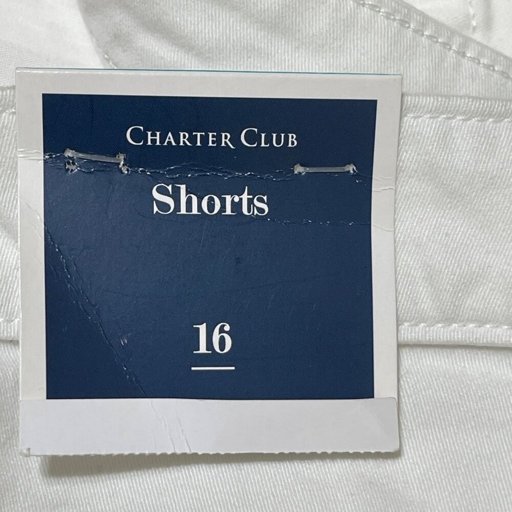 New Charter Club White Denim Shorts Size 16 Bermuda 10" Inseam - Picture 3 of 7